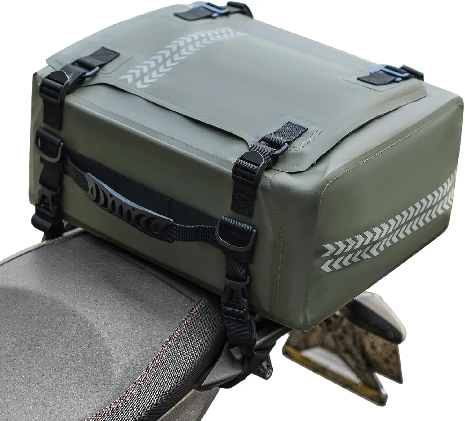 The Motorcycle Tail Bag Waterproof 32L General Motor Seat Bag Luggage Pannier Dry Bag Army Green