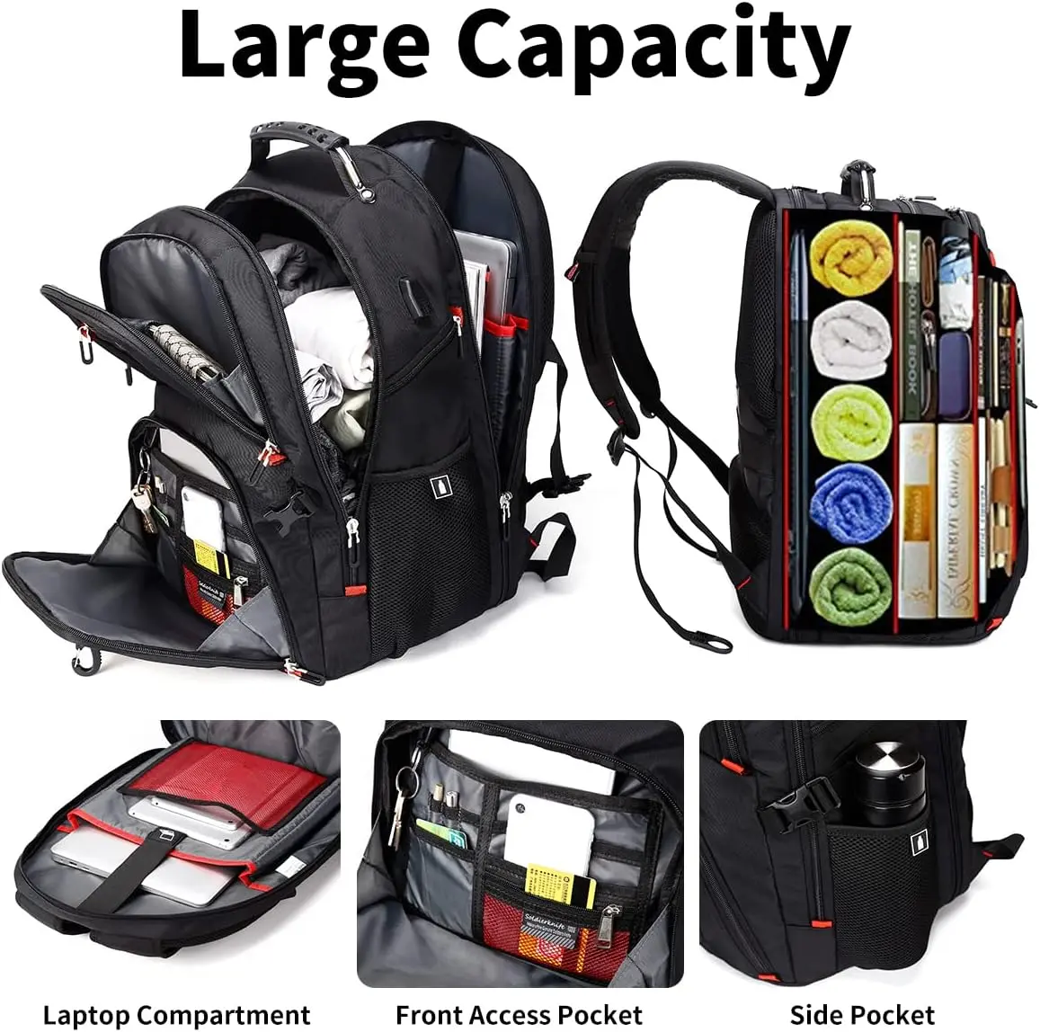 Extra Large 52L Travel Laptop Backpack with USB Charging Port,Etc for Unisex