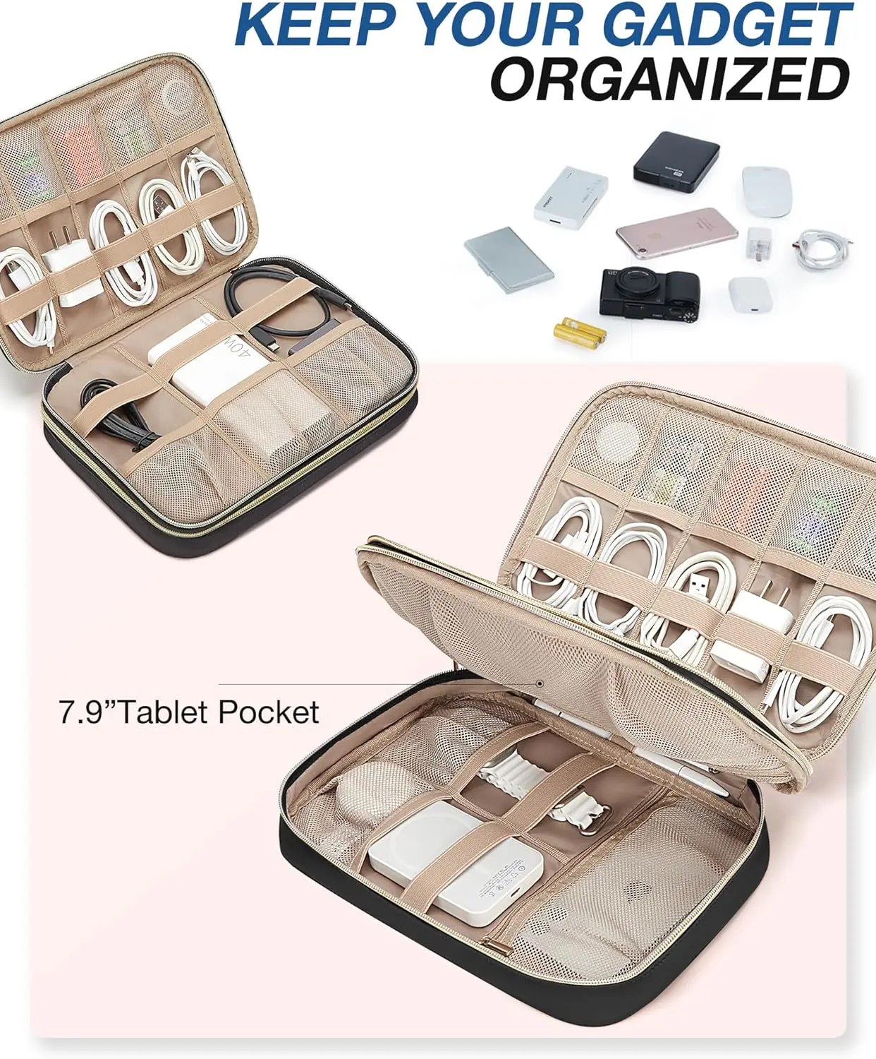 Travel Electronic Organizer Case, Cord Organizer Storage Bag for Lady