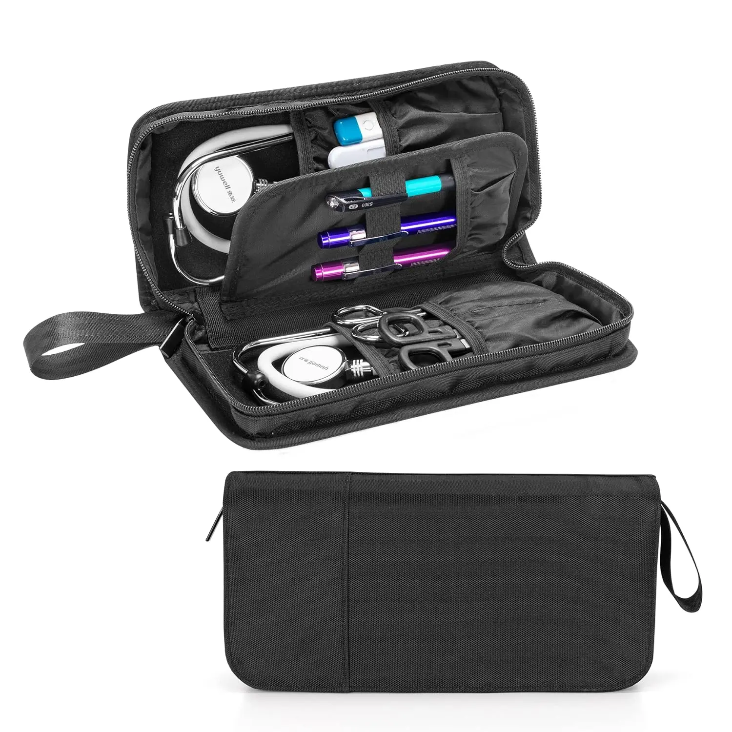 Stethoscope Carrying Case Compatible withOmron/MDF Stethoscope /3M Littmann/ADCand Accessories, Black，Hard Stethoscope Case Holds 2 Stethoscopes.