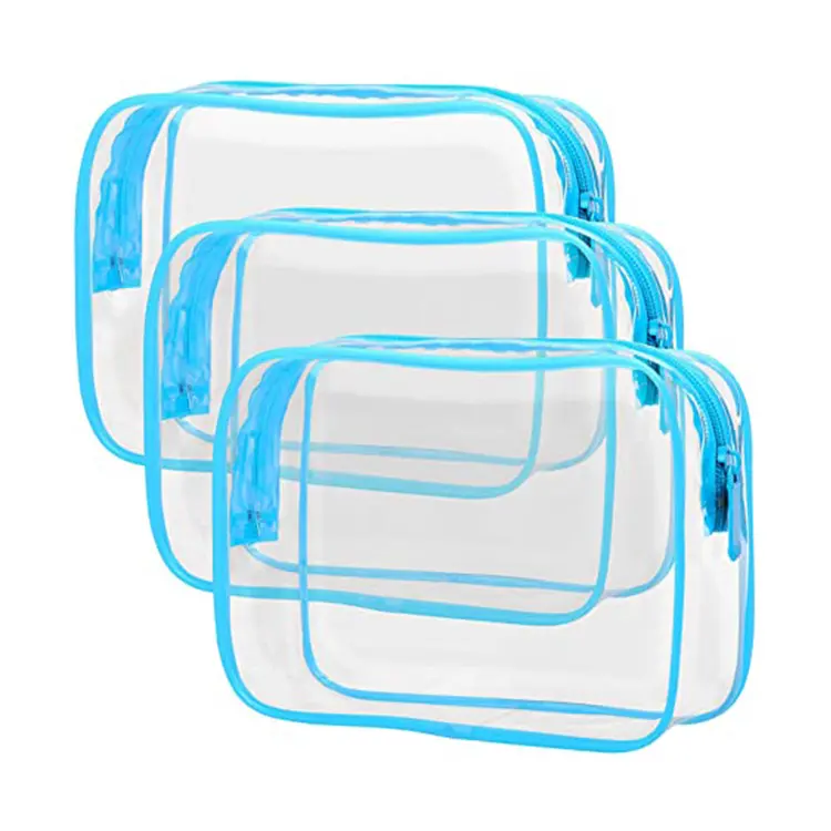 Clear Cosmetic Toilety Bag TSA Approved Toiletry Bags, 4 Pack Quart Size Clear Makeup Bags, Clear Travel Bags for Toiletries