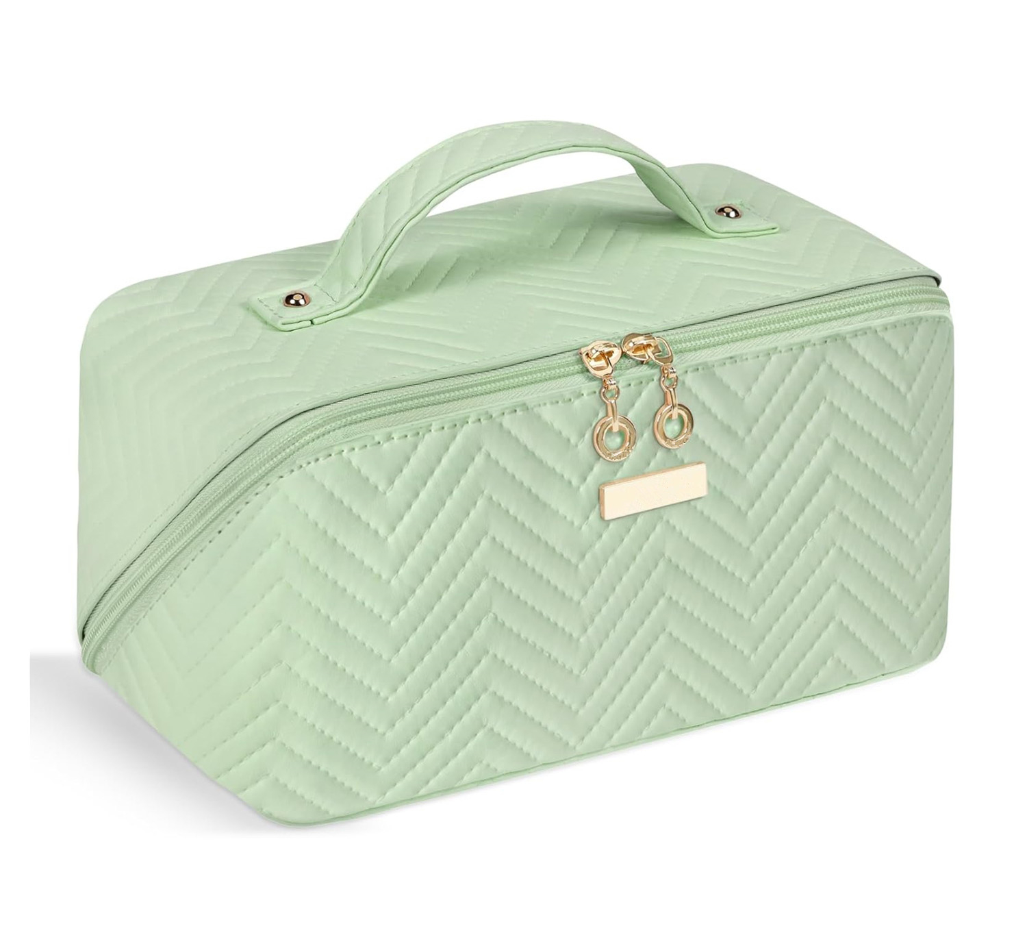 Waterproof PU Leather Makeup Bag Organizer for Travel, Travel Makeup Bag with 180° Flat Open Design, Large Cosmetic Bag for Women
