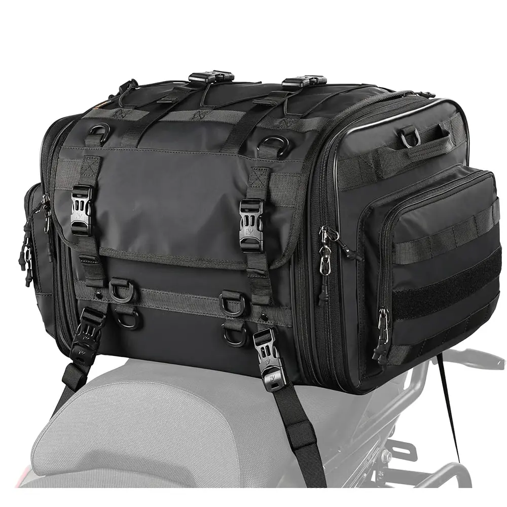 60L Motorcycle Bag for Rear Seat Motor Tool Carry Bag with Shoulder Straps and Waterproof Rain Cover