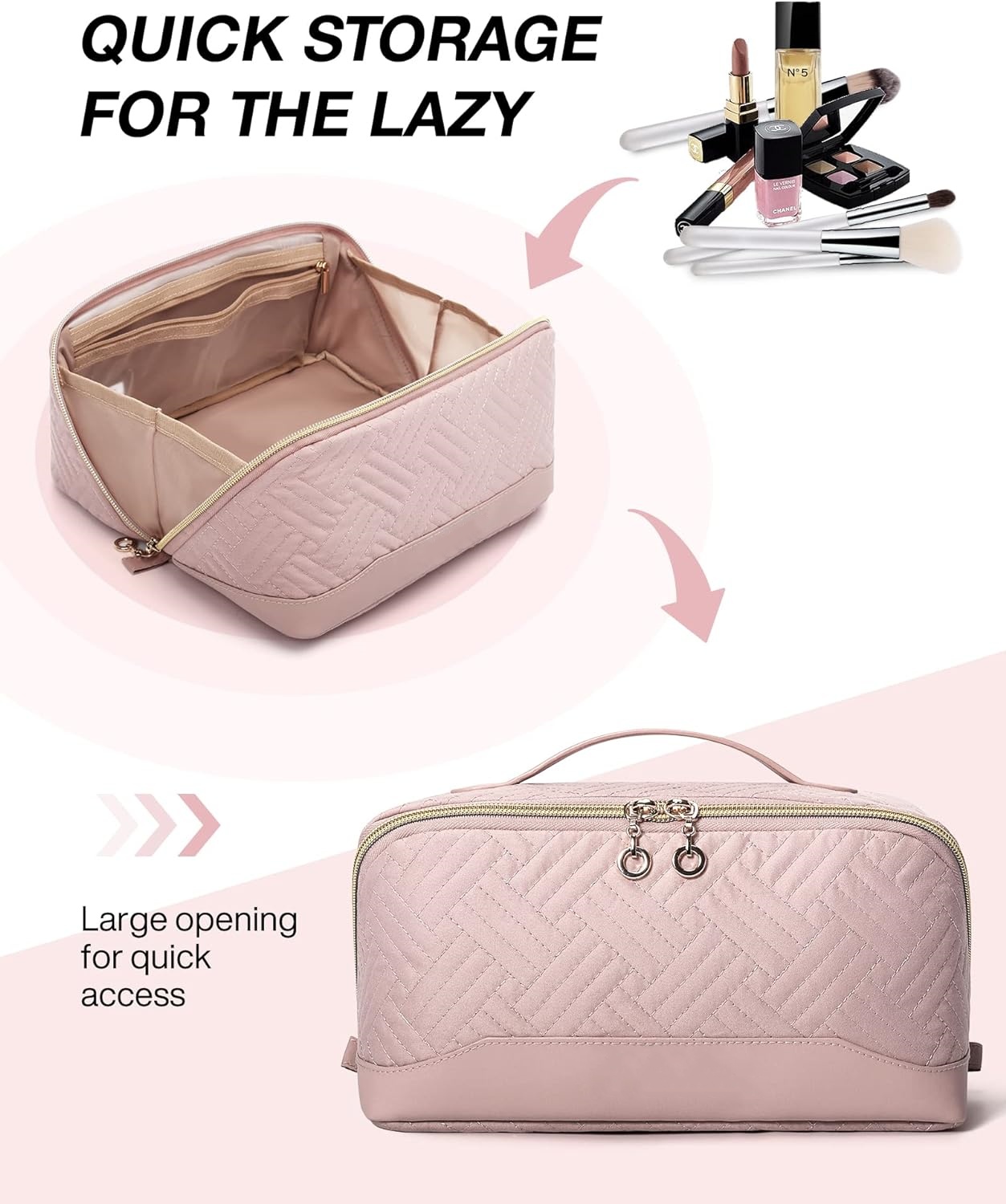 Water-Resistant Portable Cosmetic bag,Pink