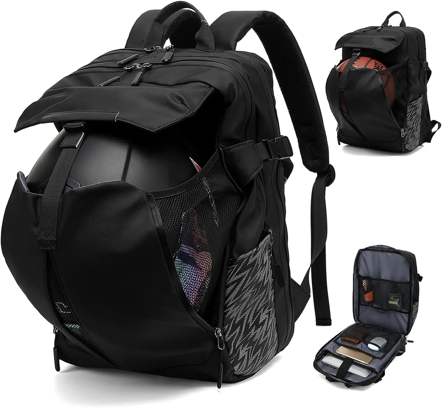Motorcycle Helmet Backpack with Helmet Holder, Large Capacity Cycling Backpack