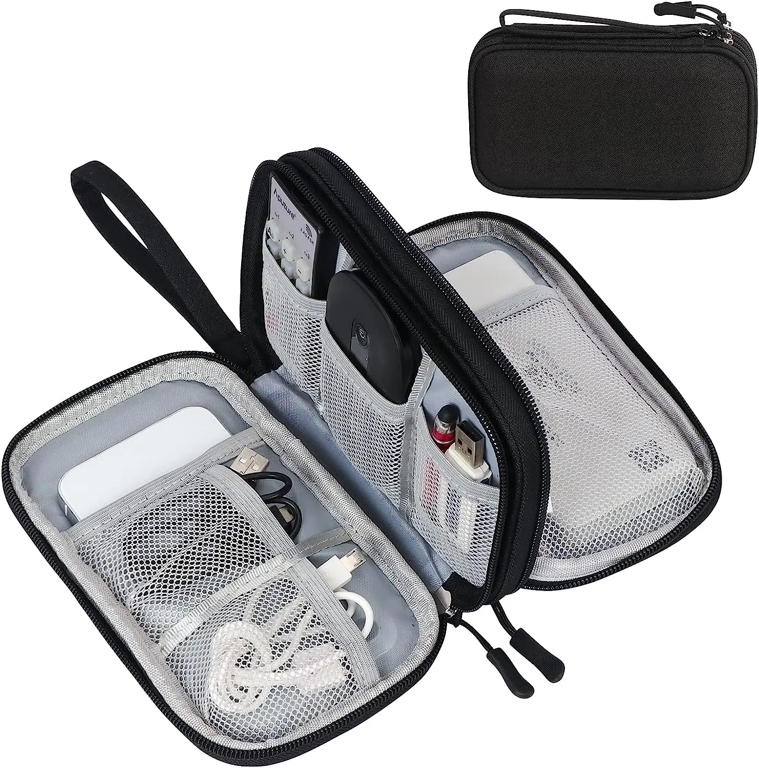 Portable Waterproof Double Layers All-in-One Storage Bag for Cord, Charger,Etc