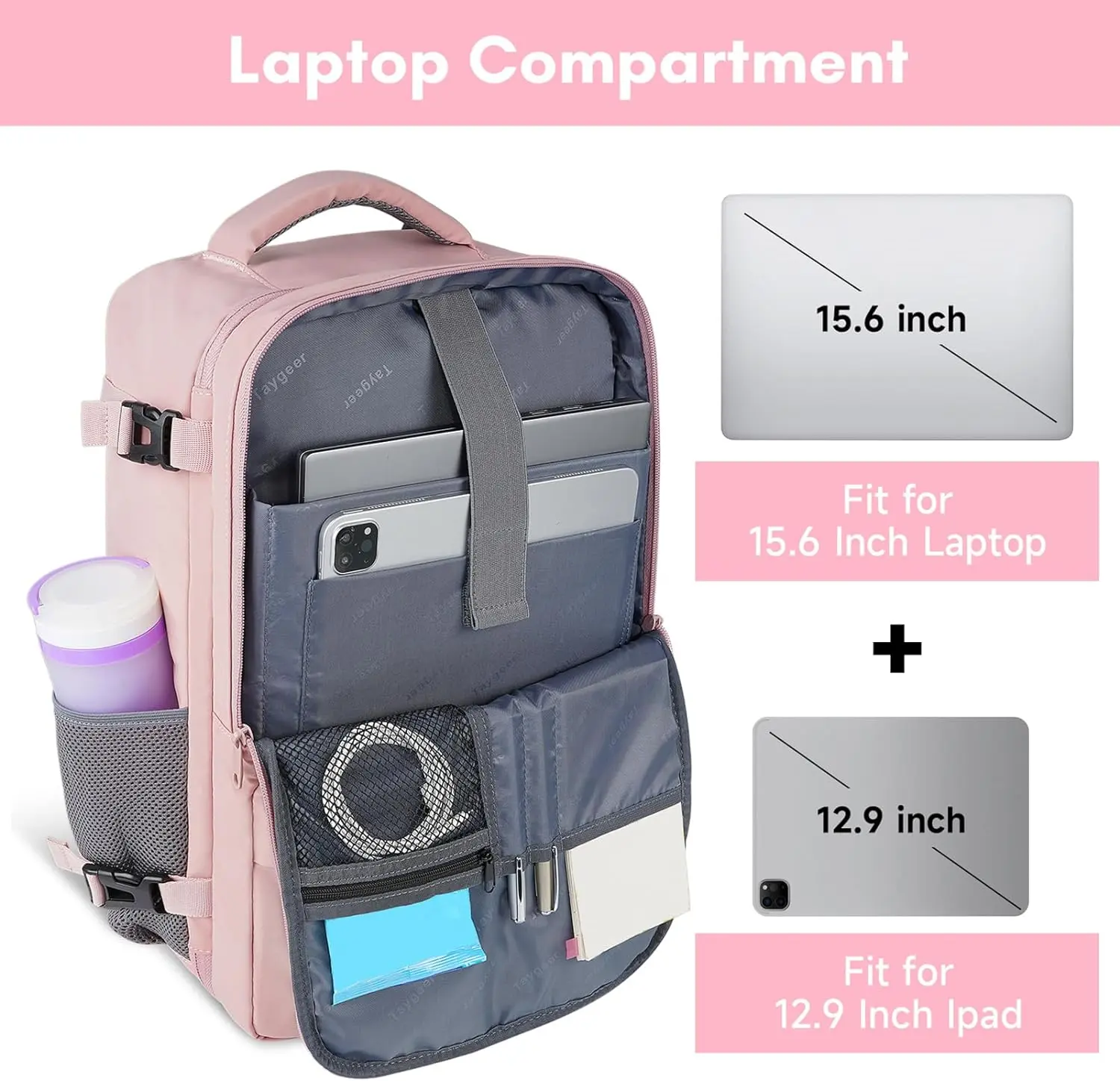 Travel Backpack for Lady, Carry On Backpack with USB Charging Port&15.6inch Laptop Etc