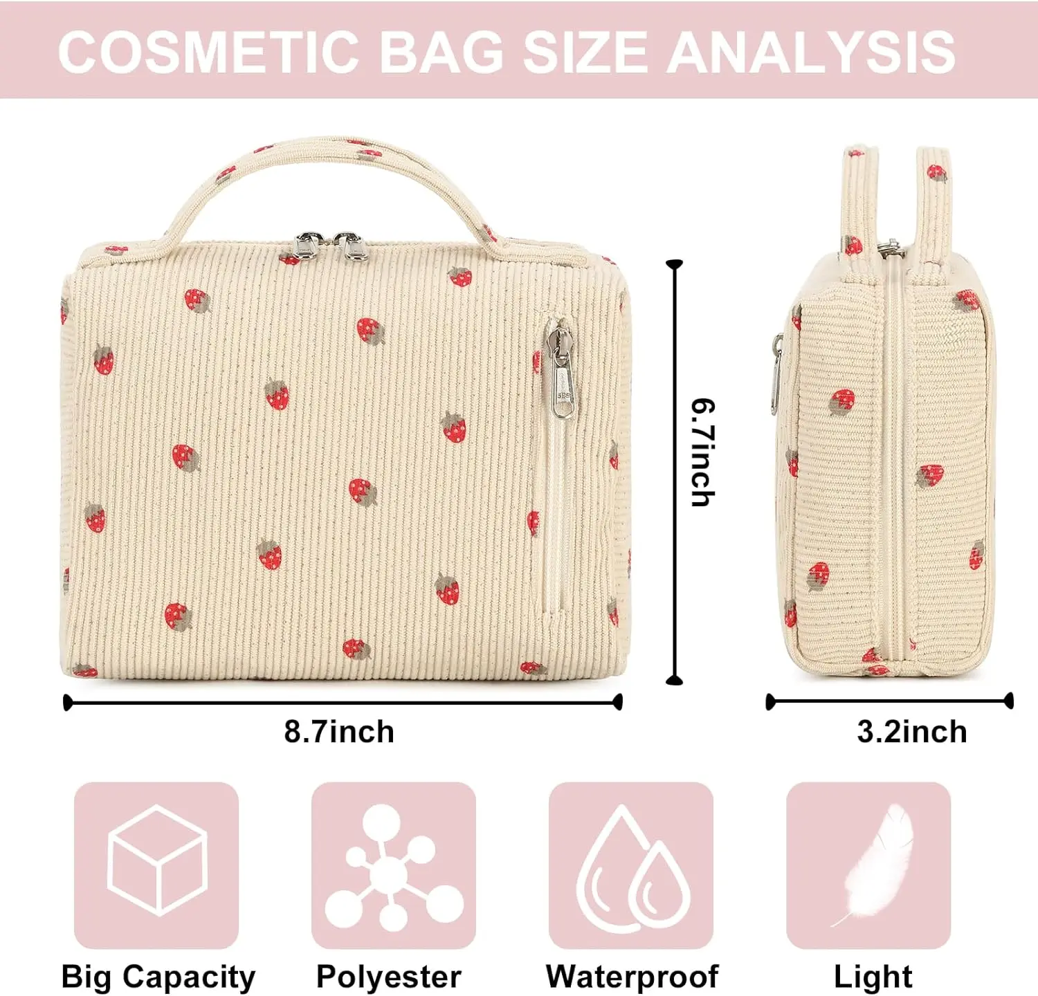 Zipper Pouch Travel Toiletry Bag Portable Cosmetic Bag For Lady