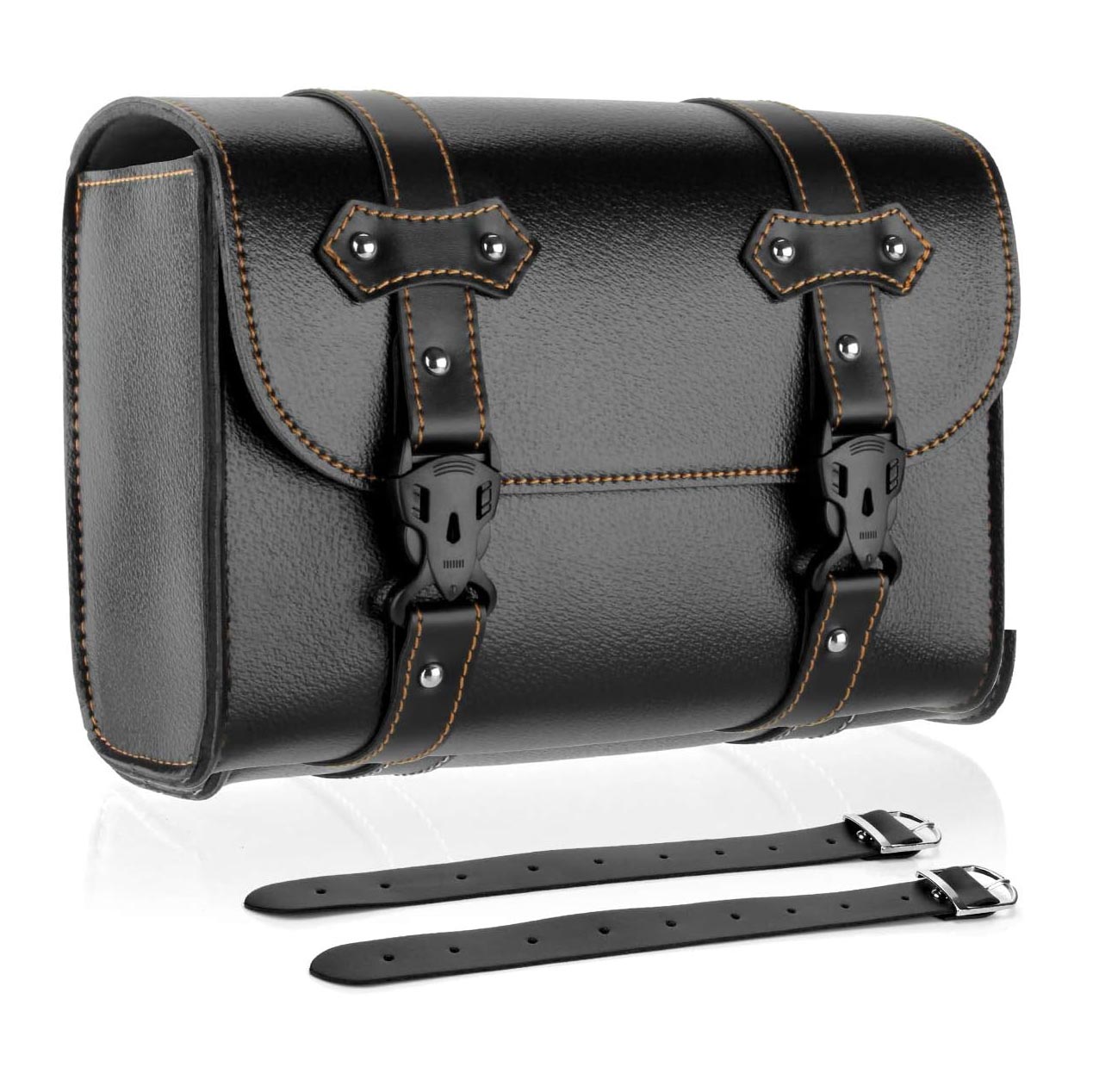 Universal PU Leather Motorcycle Fork Bag Saddlebags Handlebar Bag Sissy Bar Storage Tool Bag