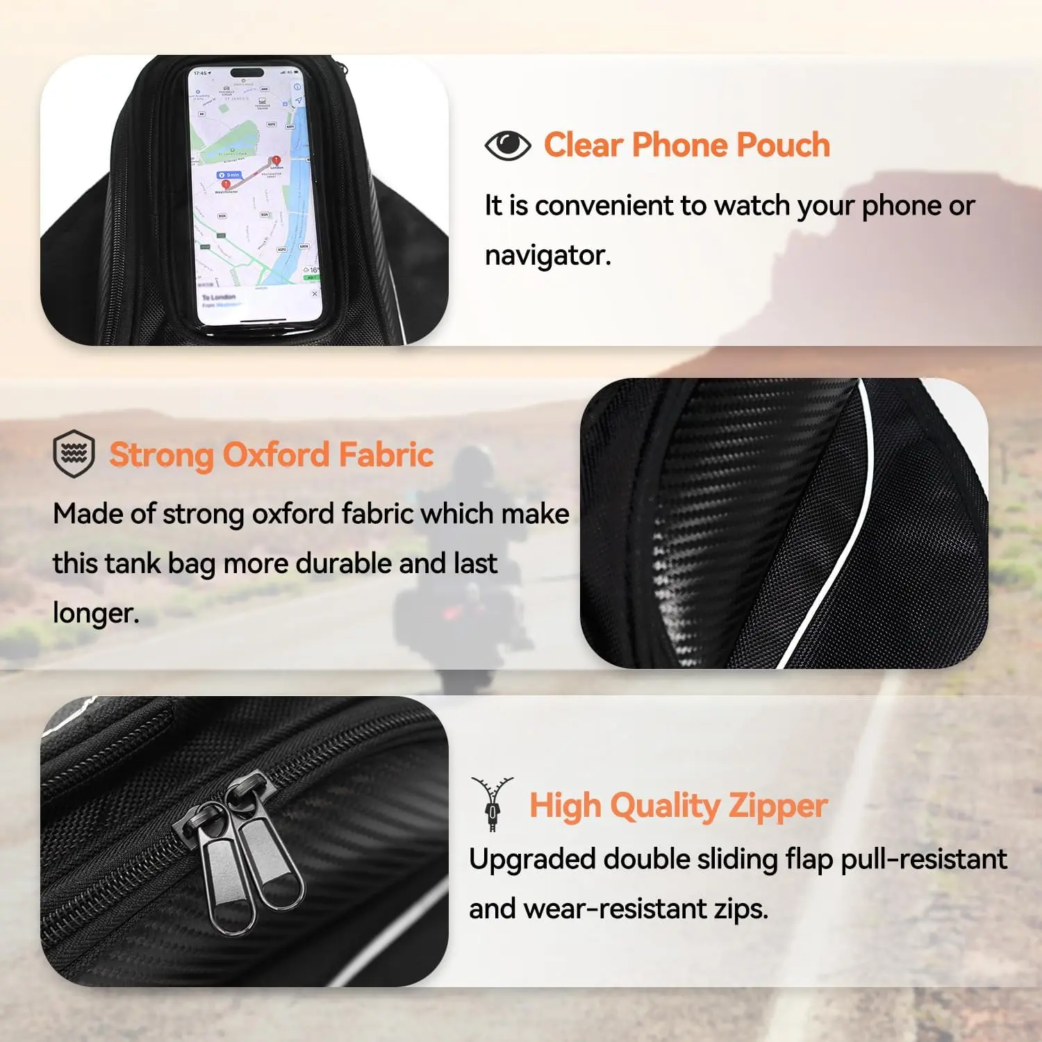 The Motorcycle Tank Bag – Oxford Saddle Black Motorbike Bag