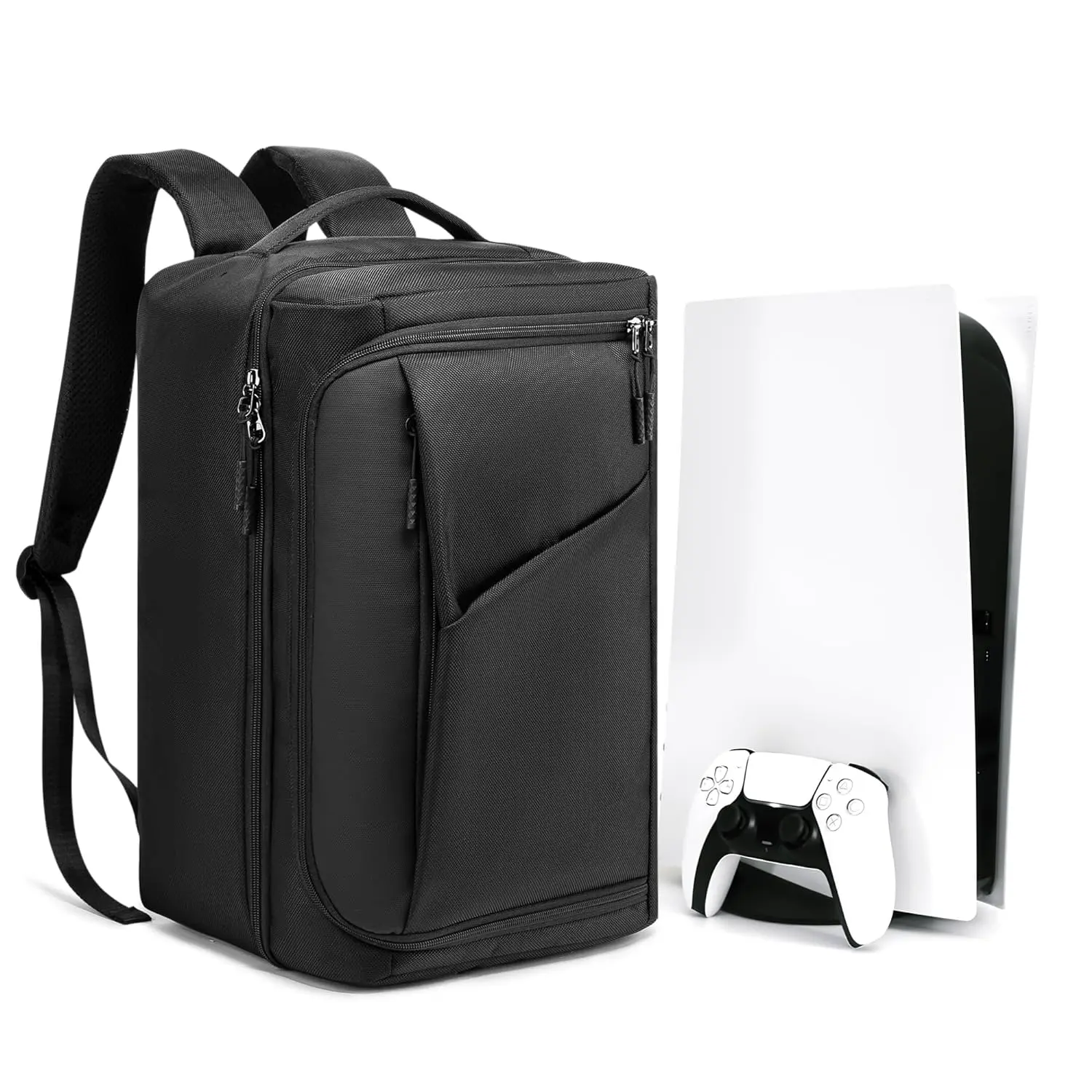 Game Backpack for PS5 Console, Protective Travel Portable Case, Big Capacity Storage Bag with Zippered Placket for PlayStation 5,Headphones, Laptop, Game Discs and Accessories.