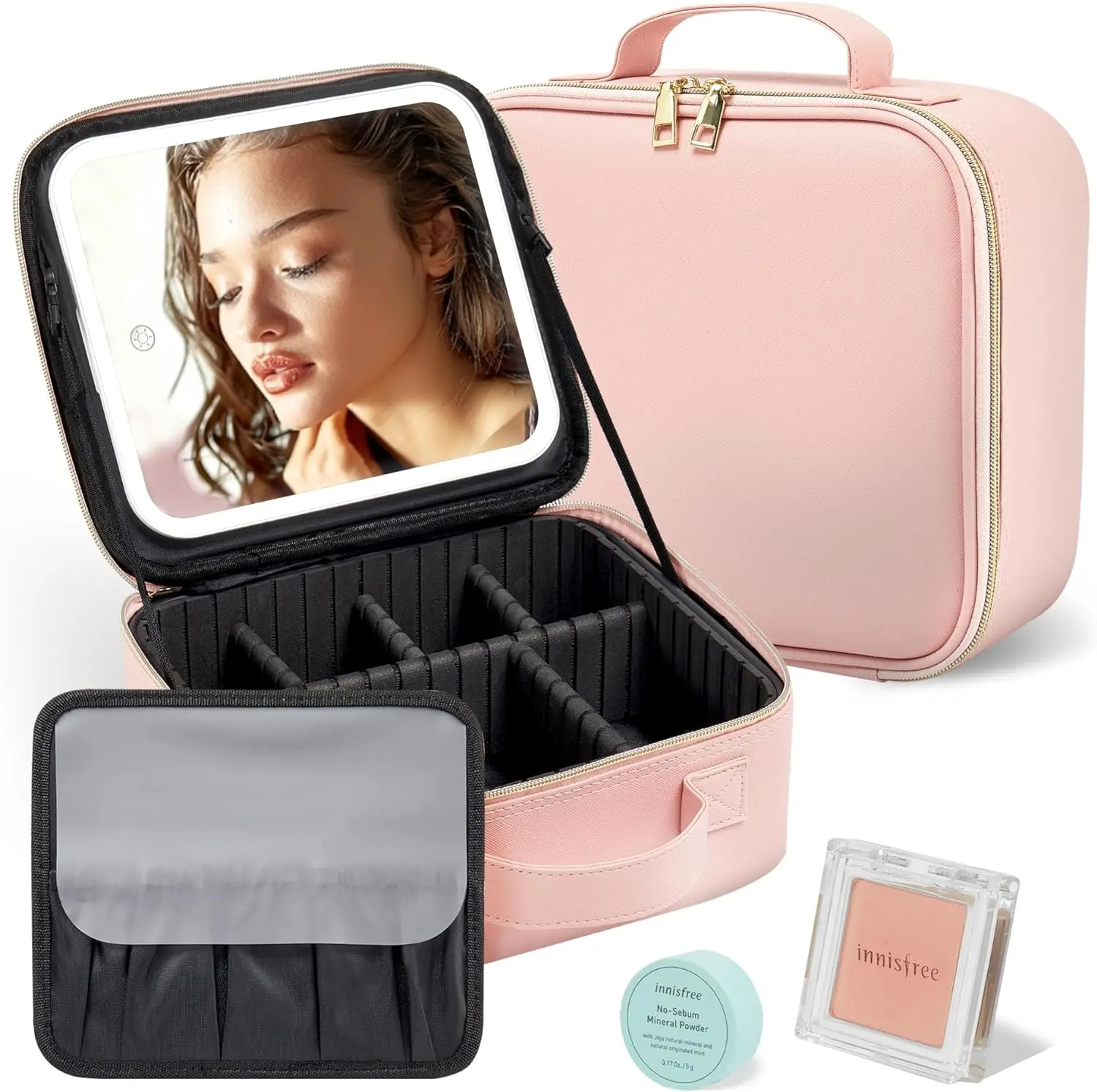 Travel Makeup Bag with LED Lighted Make up Case with Mirror Featured Image