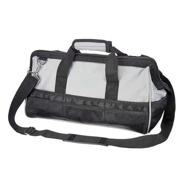 16 Inch, Durable Wear-Resistant Base, Black & Grey Large Standard Tool Bag with Strap Featured Image