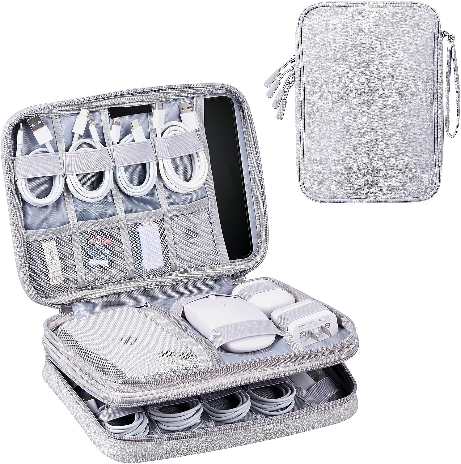 Large Charger Cord Travel Case, Cable Organizer Bag for Electronics & Tech Accessories