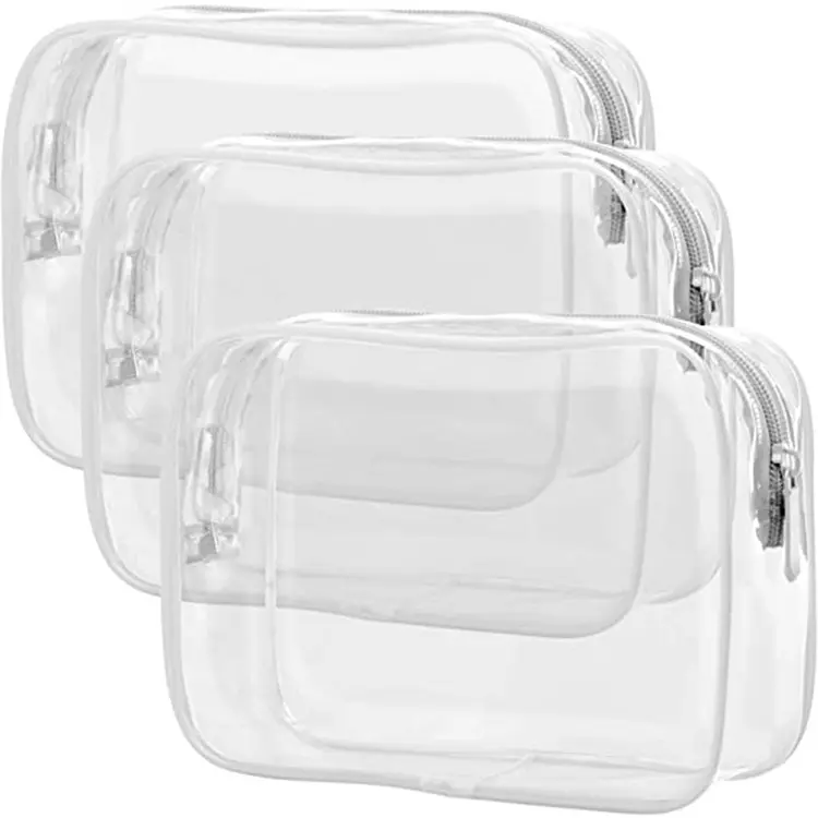 Clear Cosmetic Toilety Bag TSA Approved Toiletry Bags, 4 Pack Quart Size Clear Makeup Bags, Clear Travel Bags for Toiletries