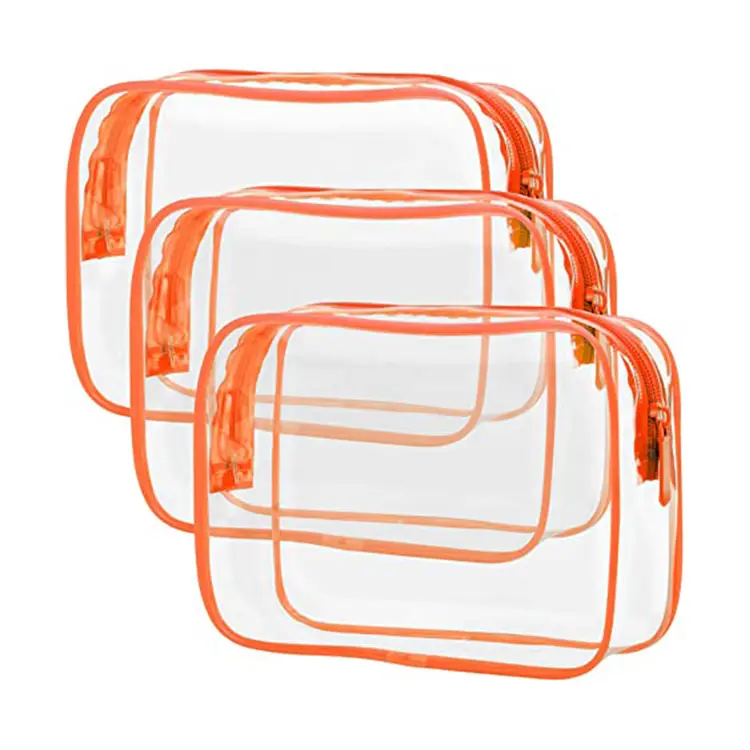 Clear Cosmetic Toilety Bag TSA Approved Toiletry Bags, 4 Pack Quart Size Clear Makeup Bags, Clear Travel Bags for Toiletries