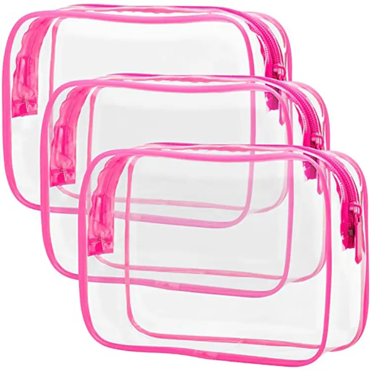 Clear Cosmetic Toilety Bag TSA Approved Toiletry Bags, 4 Pack Quart Size Clear Makeup Bags, Clear Travel Bags for Toiletries