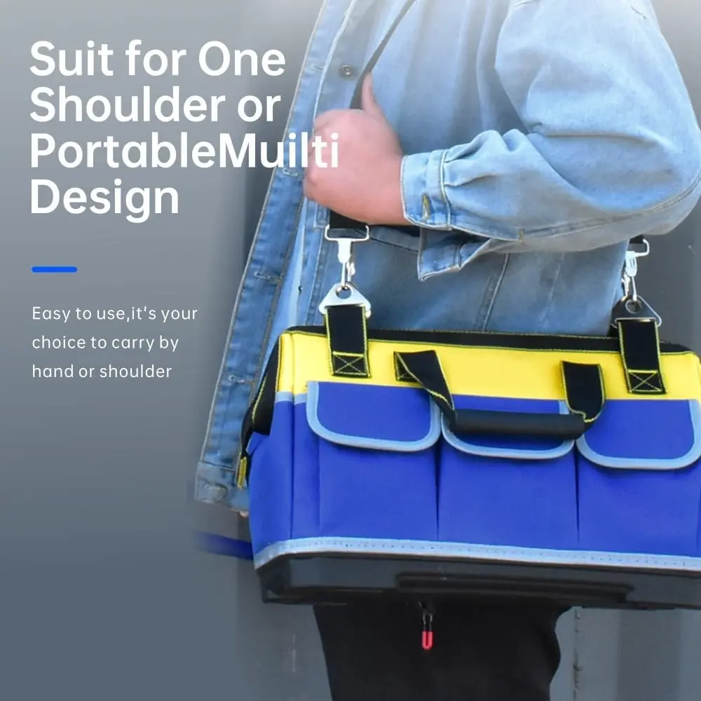 22-inch Wide Mouth Tool Bag Heavy Duty – Waterproof Large Tool Organizer Bag