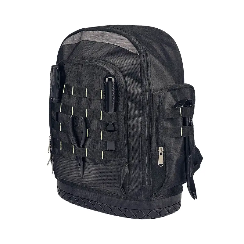 Extreme Tool Backpack, Heavy-Duty Tool Bag with Padded Shoulder, Back, and Waist Straps, Water-Resistant Construction Black