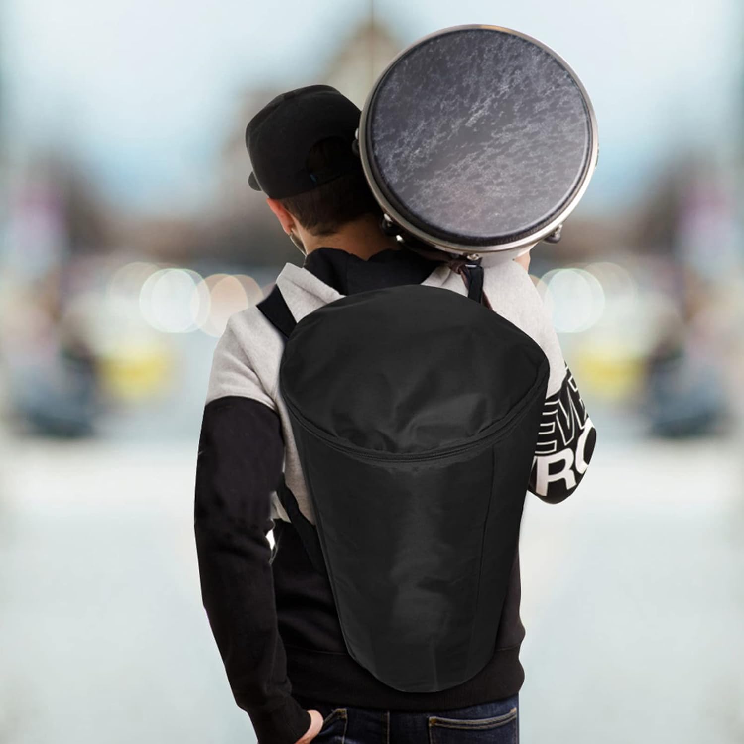Drum Gig Bag, Portable Oxford Fabric Waterproof Black Shoulder African Drum Carry Bag Backpack Musical Instrument Accessory for 8 Inch African Drum