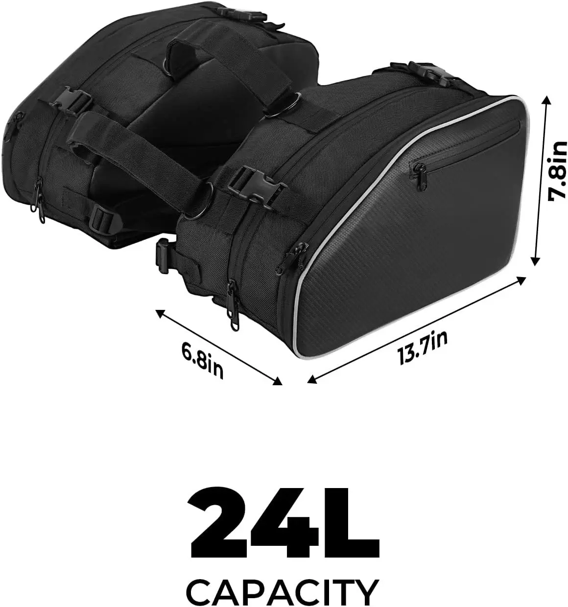 24L Large Capacity Storage Saddlebags with Rain Covers for Motorcycle Dirt Bike Dual Sport Motorcross